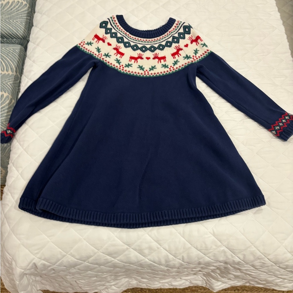 Hanna Andersson Navy Dress with Red and White Accents